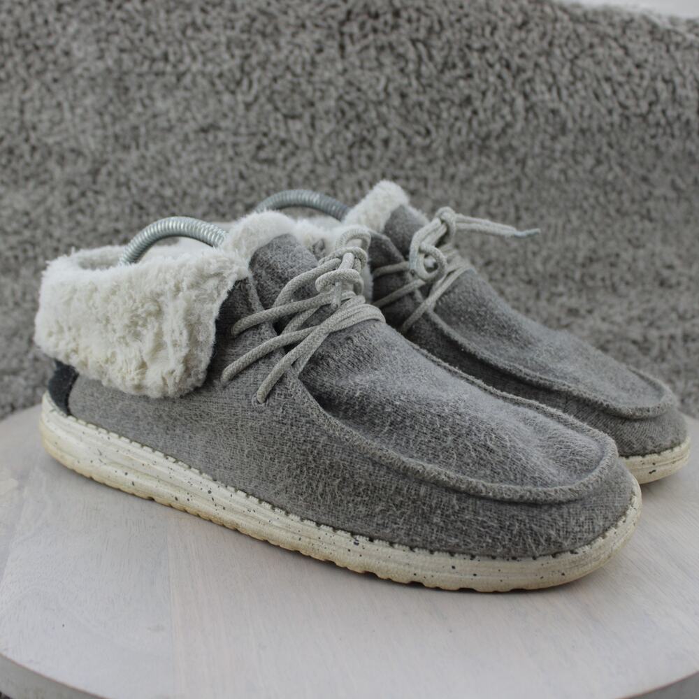 Hey Dude Britt Womens 10 Charcoal Grey Fleece Lined Fold Down Bootie
